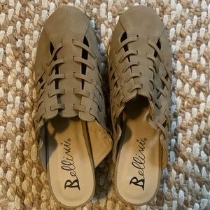 Bellini Patty Mules in Khaki Nubuck Size 8.5 Never Worn